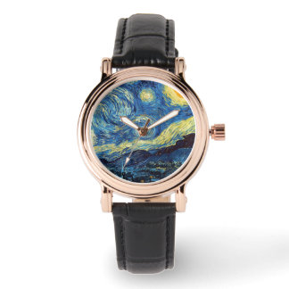 Vincent Van Gogh Starry Night Måne Painting Armbandsur