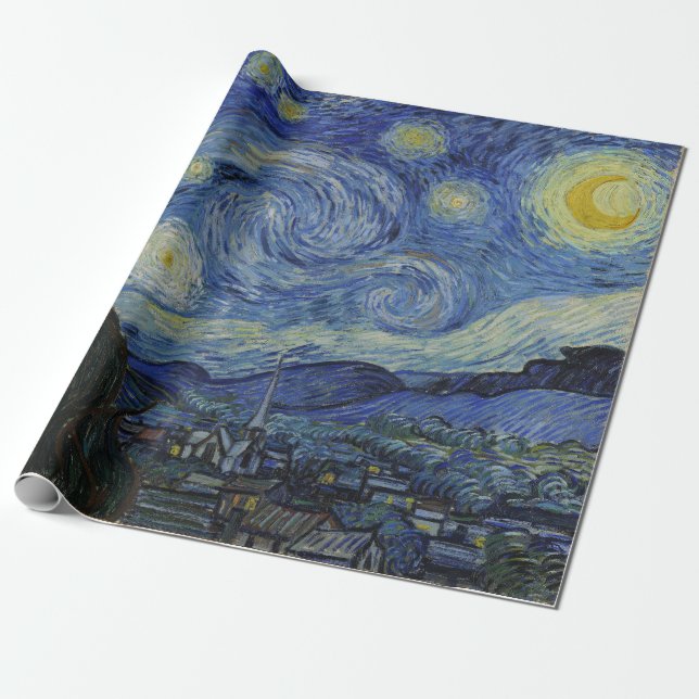 Vincent Van Gogh Starry Night-mästerverk Presentpapper (Utrullad)