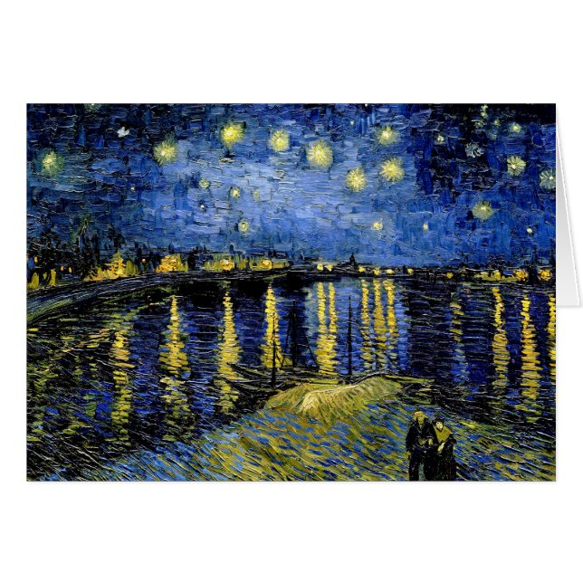 Vincent Van Gogh Starry Night Över Rhone 1888 Hälsningskort (Framsidan Horizontal)