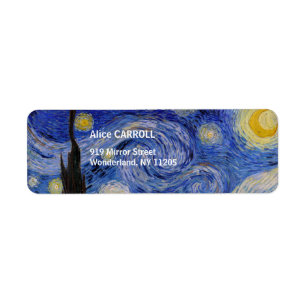 Vincent Van Gogh - Starry night Returadress Etikett
