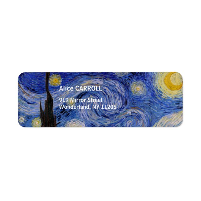 Vincent Van Gogh - Starry night Returadress Etikett (Framsidan)