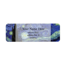 Vincent van Gogh,Starry Night Returadress Etikett