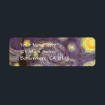 Vincent van Gogh - Starry Night Returadress Etikett<br><div class="desc">Starry Night (1889) av Vincent van Gogh är en vintage post impressionism bra konst liggande naturmålning. En syn på en stad i dalen på natten med molnen snurrande, stjärnorna skugga och en vacker gyllene gult krescent måne. Den målades under dagen från minnet och är van Goghs mest berömd målning. Om...</div>