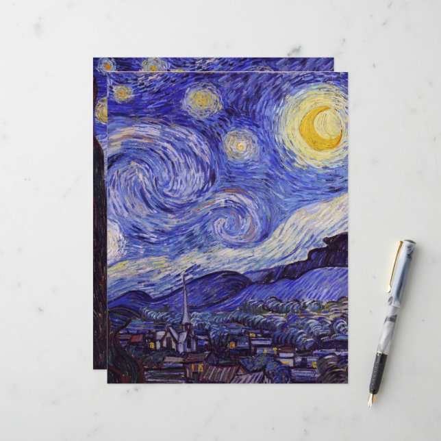 Vincent Van Gogh Starry Night Scrapbook Paper (Fram/Back In Situ)