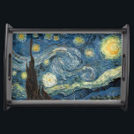 Vincent van Gogh Starry Night Serveringsbricka<br><div class="desc">Det här är Vincent van Gogh Starry Night på ett litet svart serverfack. imponerande bra av konstmålning av konsthantverk</div>