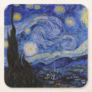 Vincent Van Gogh - Starry night Underlägg Papper Kvadrat