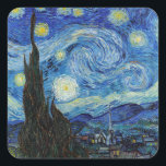 Vincent Van Gogh Starry Night Vintage Fine Art Fyrkantigt Klistermärke<br><div class="desc">Vincent Van Gogh Starry Night Vintage Fine Art Square Sticker</div>