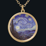 Vincent Van Gogh Starry Night Vintage Fine Art Guldpläterat Halsband<br><div class="desc">Vincent van Gogh Starry Night Fine Art Painting Starry Night är en målning av den nederländske postimponerande konstnären Vincent van Gogh. Den blå natten i himlar är fylld med roliga moln, stjärnor och ett ljust halvmånsfärande måne. Starry Natt är den enda nokturn i serien av vyer från hans sovrumsfönster. Rörelse:...</div>