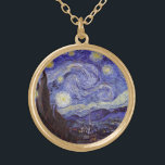 Vincent Van Gogh Starry Night Vintage Fine Art Guldpläterat Halsband<br><div class="desc">Vincent van Gogh Starry Night Fine Art Painting Starry Night är en målning av den nederländske postimponerande konstnären Vincent van Gogh. Den blå natten i himlar är fylld med roliga moln, stjärnor och ett ljust halvmånsfärande måne. Starry Natt är den enda nokturn i serien av vyer från hans sovrumsfönster. Rörelse:...</div>