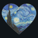 Vincent Van Gogh Starry Night Vintage Fine Art Hjärtformat Klistermärke<br><div class="desc">Vincent Van Gogh Starry Night Vintage Fine Art Heart Sticker</div>