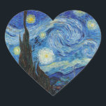 Vincent Van Gogh Starry Night Vintage Fine Art Hjärtformat Klistermärke<br><div class="desc">Vincent Van Gogh Starry Night Vintage Fine Art Heart Sticker</div>