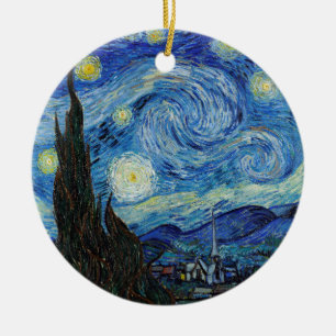 Vincent Van Gogh Starry Night Vintage Fine Art Julgransprydnad Keramik