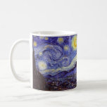 Vincent Van Gogh Starry Night Vintage Fine Art Kaffemugg<br><div class="desc">Vincent van Gogh Starry Night Fine Art Painting Starry Night är en målning av den nederländske postimponerande konstnären Vincent van Gogh. Den blå natten i himlar är fylld med roliga moln, stjärnor och ett ljust halvmånsfärande måne. Starry Natt är den enda nokturn i serien av vyer från hans sovrumsfönster. Movement:...</div>