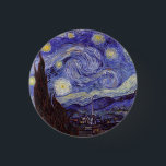 Vincent Van Gogh Starry Night Vintage Fine Art Knapp<br><div class="desc">Vincent van Gogh Starry Night Fine Art Painting Starry Night är en målning av den nederländske postimponerande konstnären Vincent van Gogh. Den blå natten i himlar är fylld med roliga moln, stjärnor och ett ljust halvmånsfärande måne. Starry Natt är den enda nokturn i serien av vyer från hans sovrumsfönster. Movement:...</div>