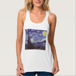 Vincent Van Gogh Starry Night Vintage Fine Art Linne Med Racerback<br><div class="desc">Vincent van Gogh Starry Night Fine Art Painting Starry Night är en målning av den nederländske postimponerande konstnären Vincent van Gogh. Den blå natten i himlar är fylld med roliga moln, stjärnor och ett ljust halvmånsfärande måne. Starry Natt är den enda nokturn i serien av vyer från hans sovrumsfönster. Rörelse:...</div>