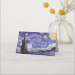 Vincent Van Gogh Starry Night Vintage Fine Art Placeringskort<br><div class="desc">Vincent van Gogh Starry Night Fine Art Painting Starry Night är en målning av den nederländske postimponerande konstnären Vincent van Gogh. Den blå natten i himlar är fylld med roliga moln, stjärnor och ett ljust halvmånsfärande måne. Starry Natt är den enda nokturn i serien av vyer från hans sovrumsfönster. Rörelse:...</div>