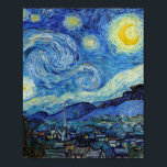 Vincent Van Gogh Starry Night Vintage Fine Art Poster<br><div class="desc">Vincent Van Gogh Starry Night Vintage Fine Art Poster</div>