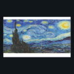 Vincent Van Gogh Starry Night Vintage Fine Art Rektangulärt Klistermärke<br><div class="desc">Vincent Van Gogh Starry Night Vintage Fine Art Rectangle Sticker</div>