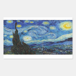 Vincent Van Gogh Starry Night Vintage Fine Art Rektangulärt Klistermärke