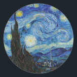 Vincent Van Gogh Starry Night Vintage Fine Art Runt Klistermärke<br><div class="desc">Vincent Van Gogh Starry Night Vintage Fine Art Round Sticker</div>
