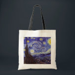 Vincent Van Gogh Starry Night Vintage Fine Art Tygkasse<br><div class="desc">Vincent van Gogh Starry Night Fine Art Painting Starry Night är en målning av den nederländske postimponerande konstnären Vincent van Gogh. Den blå natten i himlar är fylld med roliga moln, stjärnor och ett ljust halvmånsfärande måne. Starry Natt är den enda nokturn i serien av vyer från hans sovrumsfönster. Rörelse:...</div>