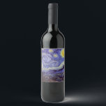 Vincent Van Gogh Starry Night Vintage Fine Art Vinflaska Etikett<br><div class="desc">Vincent van Gogh Starry Night Fine Art Painting Starry Night är en målning av den nederländske postimponerande konstnären Vincent van Gogh. Den blå natten i himlar är fylld med roliga moln, stjärnor och ett ljust halvmånsfärande måne. Starry Natt är den enda nokturn i serien av vyer från hans sovrumsfönster. Rörelse:...</div>