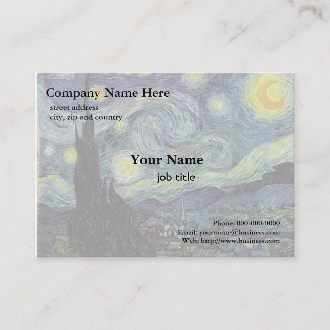 Vincent van Gogh, Starry Night Visitkort (Framsida)