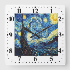 Vincent Van Gogh Starry Night Wall Clock Fyrkantig Klocka
