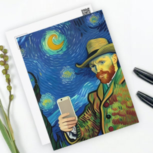 Vincent Van Gogh Starry Selfie Night by Ricaso Vykort
