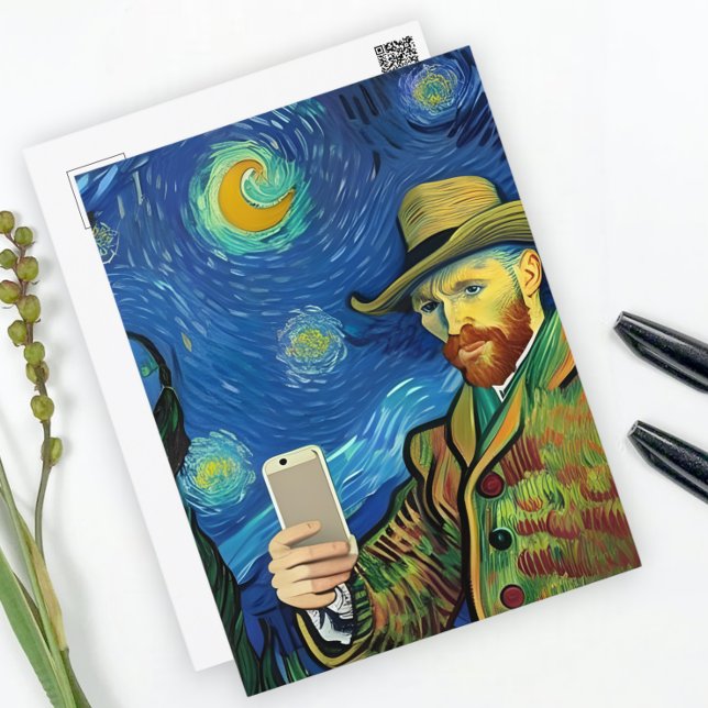 Vincent Van Gogh Starry Selfie Night by Ricaso Vykort (Skapare uppladdad)