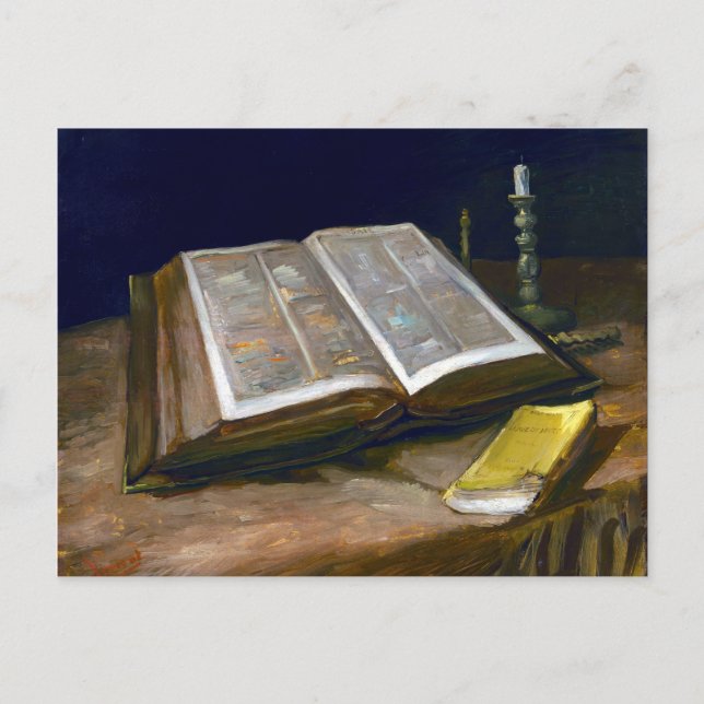 Vincent van Gogh still Life med Bible Vykort (Framsida)