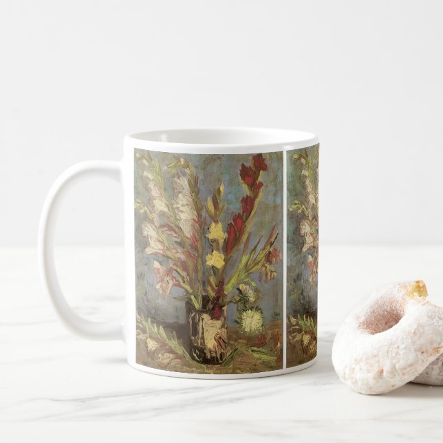 Vincent van Gogh - still Life Vas med Gladioli Kaffemugg (Med munk)
