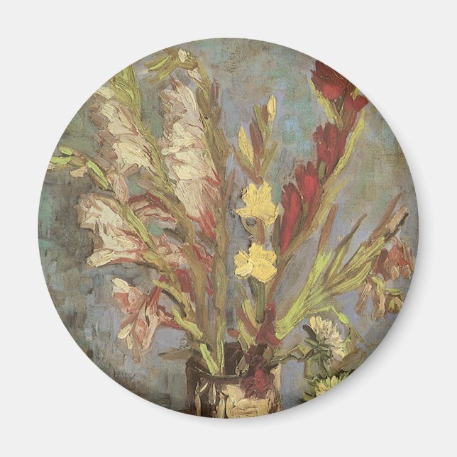 Vincent van Gogh - still Life Vas med Gladioli Magnet (Framsidan)