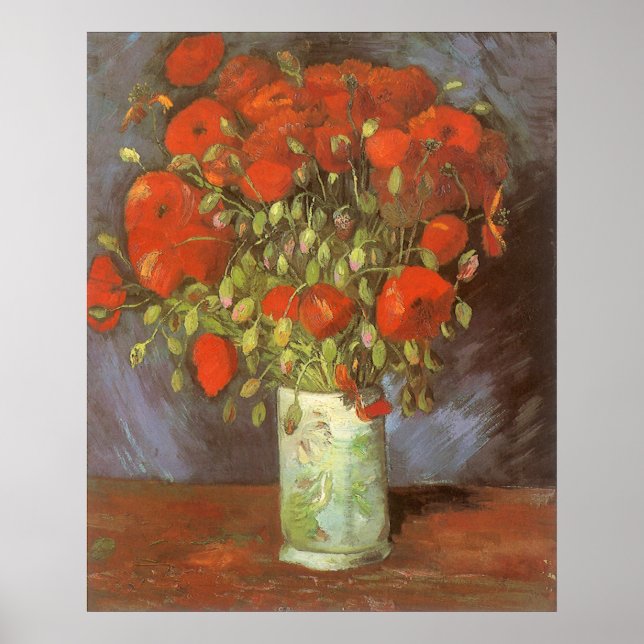 Vincent van Gogh still Life Vas med Red Poppies Poster (Framsidan)