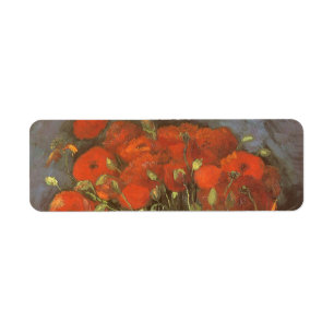 Vincent van Gogh still Life Vas med Red Poppies Returadress Etikett