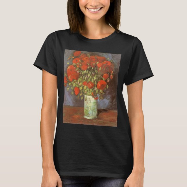 Vincent van Gogh still Life Vas med Red Poppies Tee Shirt (Framsida)