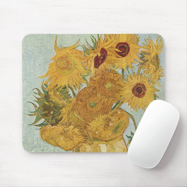 Vincent van Gogh still Life Vas med solblommor Musmatta (Med mus)
