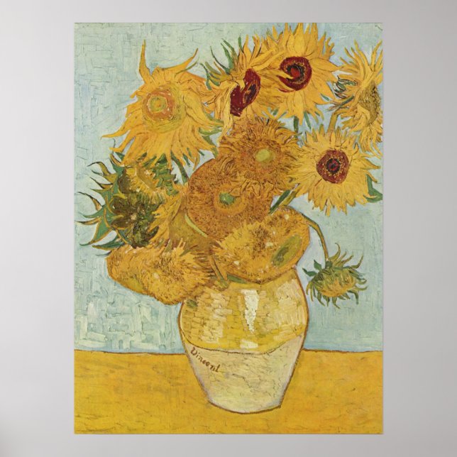 Vincent van Gogh still Life Vas med solblommor Poster (Framsidan)