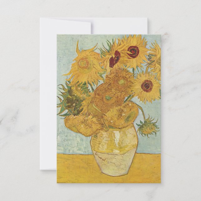 Vincent van Gogh still Life Vas med solblommor  Tack Kort (Framsida)
