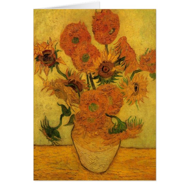 Vincent van Gogh still Life Vas w 15 Sunblommor Hälsningskort (Framsidan)