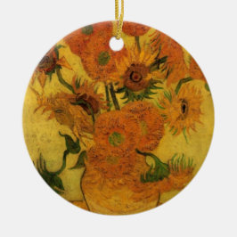 Vincent van Gogh still Life Vas w 15 Sunblommor Julgransprydnad Keramik