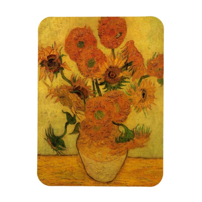 Vincent van Gogh still Life Vas w 15 Sunblommor Magnet (Vertikal)