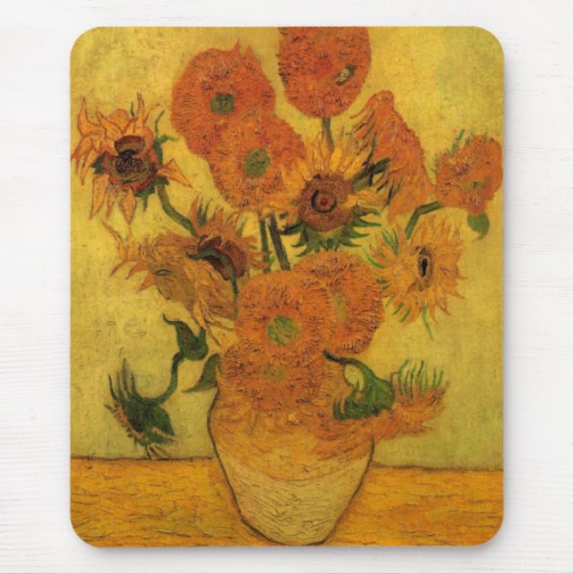 Vincent van Gogh still Life Vas w 15 Sunblommor Musmatta (Framsidan)
