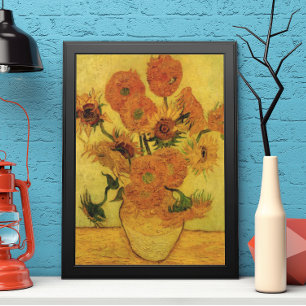 Vincent van Gogh still Life Vas w 15 Sunblommor Poster