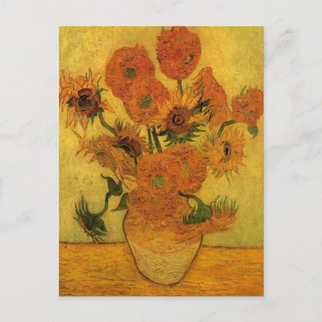 Vincent van Gogh still Life Vas w 15 Sunblommor Vykort (Framsida)