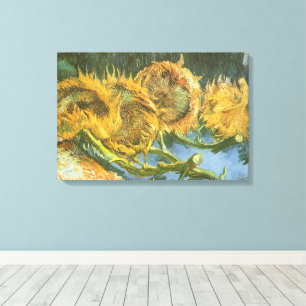 Vincent van Gogh - Stilleben: Fyra skurna solrosor Canvastryck
