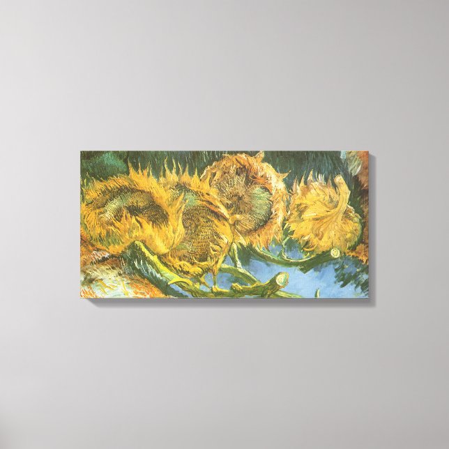Vincent van Gogh - Stilleben: Fyra skurna solrosor Canvastryck (Framsida)