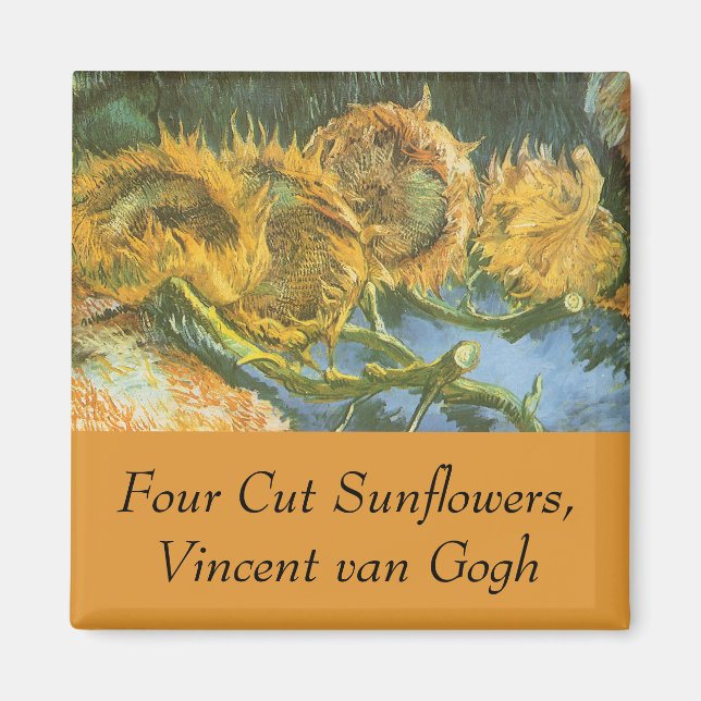Vincent van Gogh - Stilleben: Fyra skurna solrosor Magnet (Framsidan)