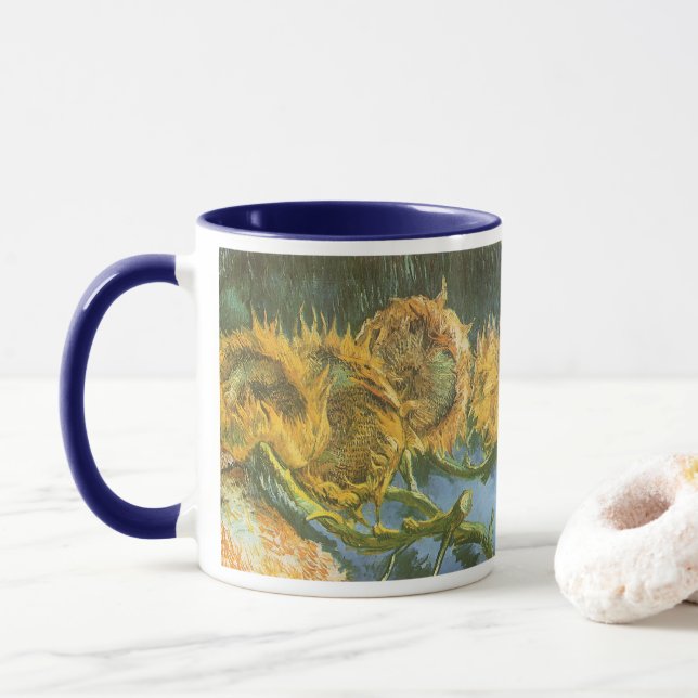 Vincent van Gogh - Stilleben: Fyra skurna solrosor Mugg (Med munk)