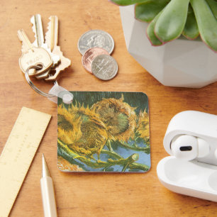 Vincent van Gogh - Stilleben: Fyra skurna solrosor Nyckelring